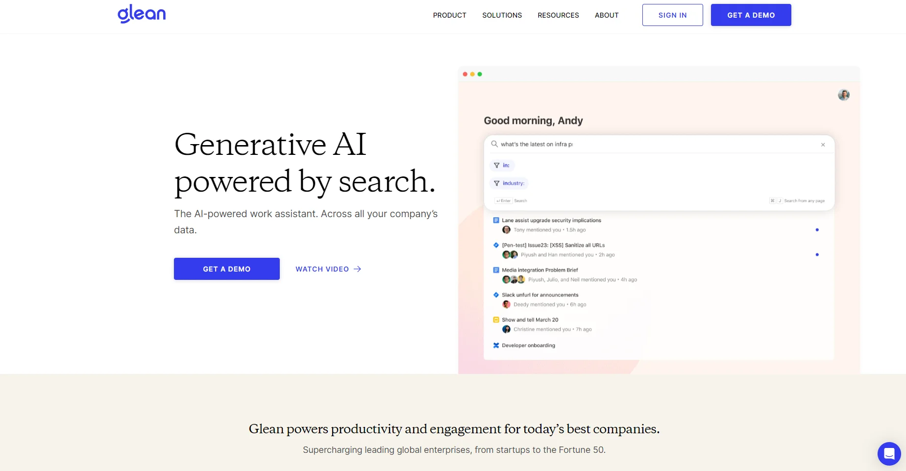 Glean screenshot