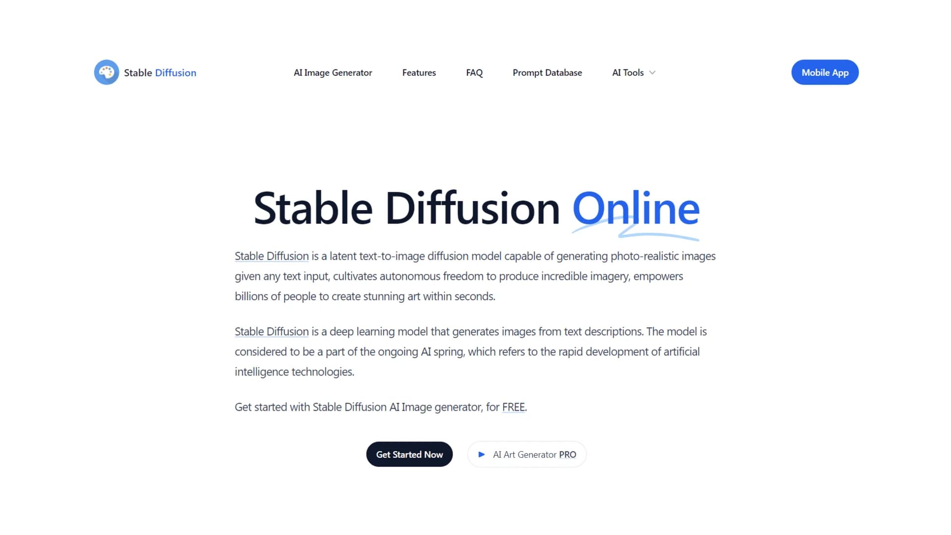 Stable Diffusion Web screenshot