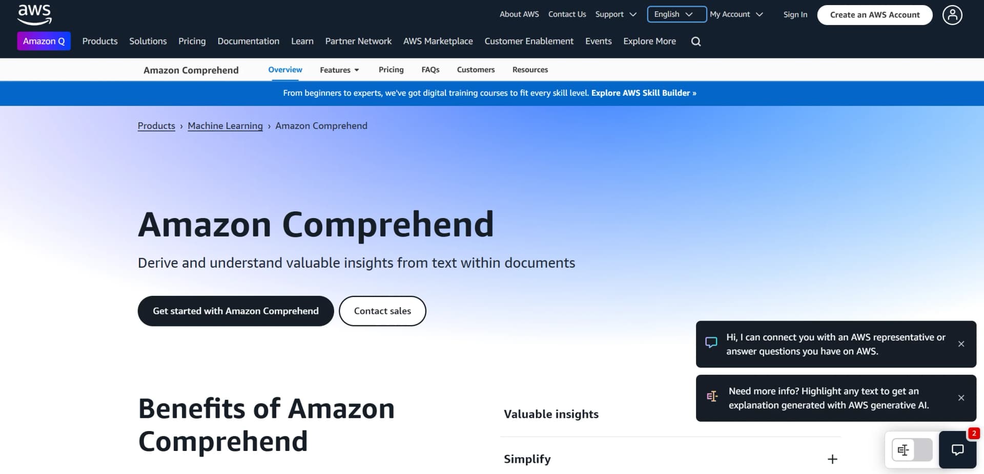 Amazon Comprehend screenshot