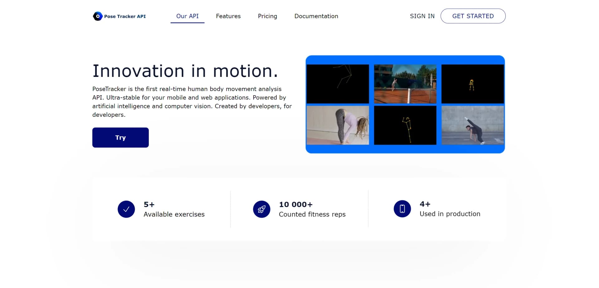 PoseTracker API screenshot