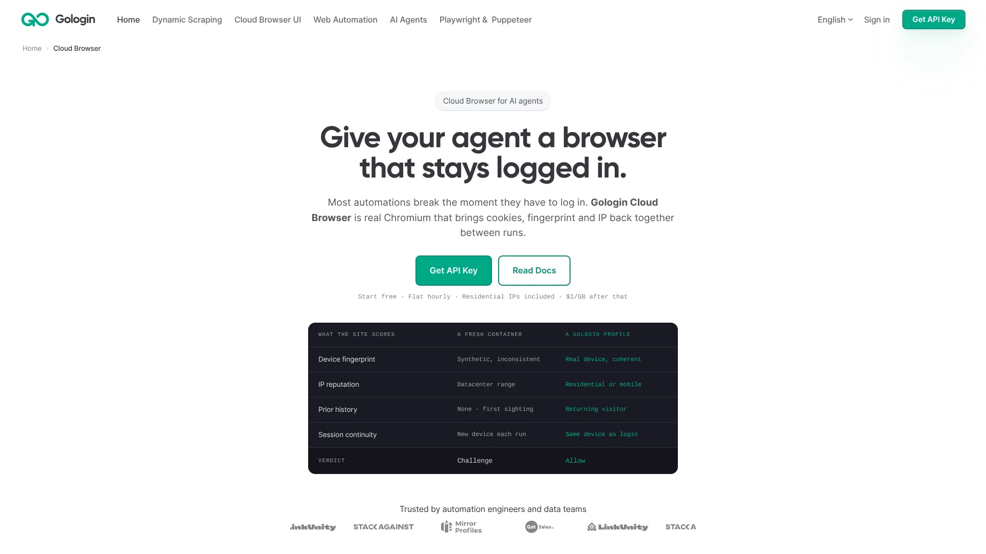 Gologin Cloud Browser screenshot