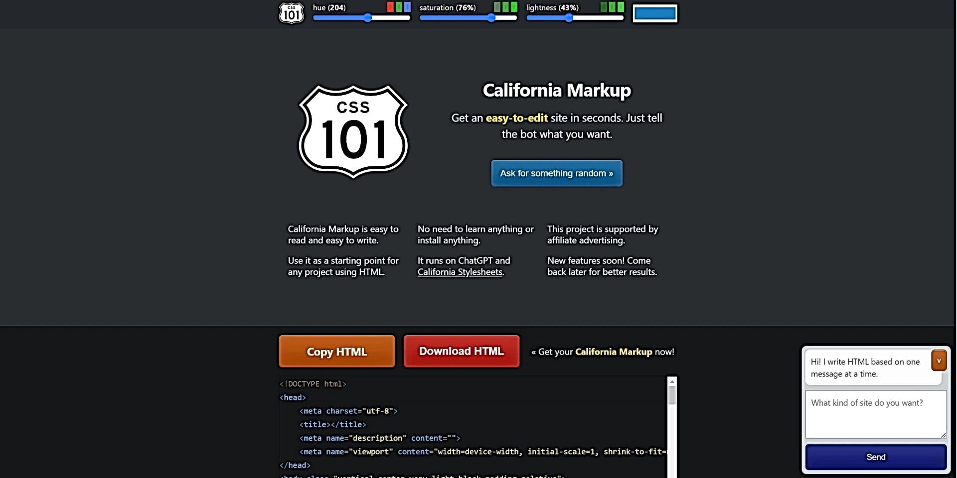 AI HTML Generator - California Markup featured