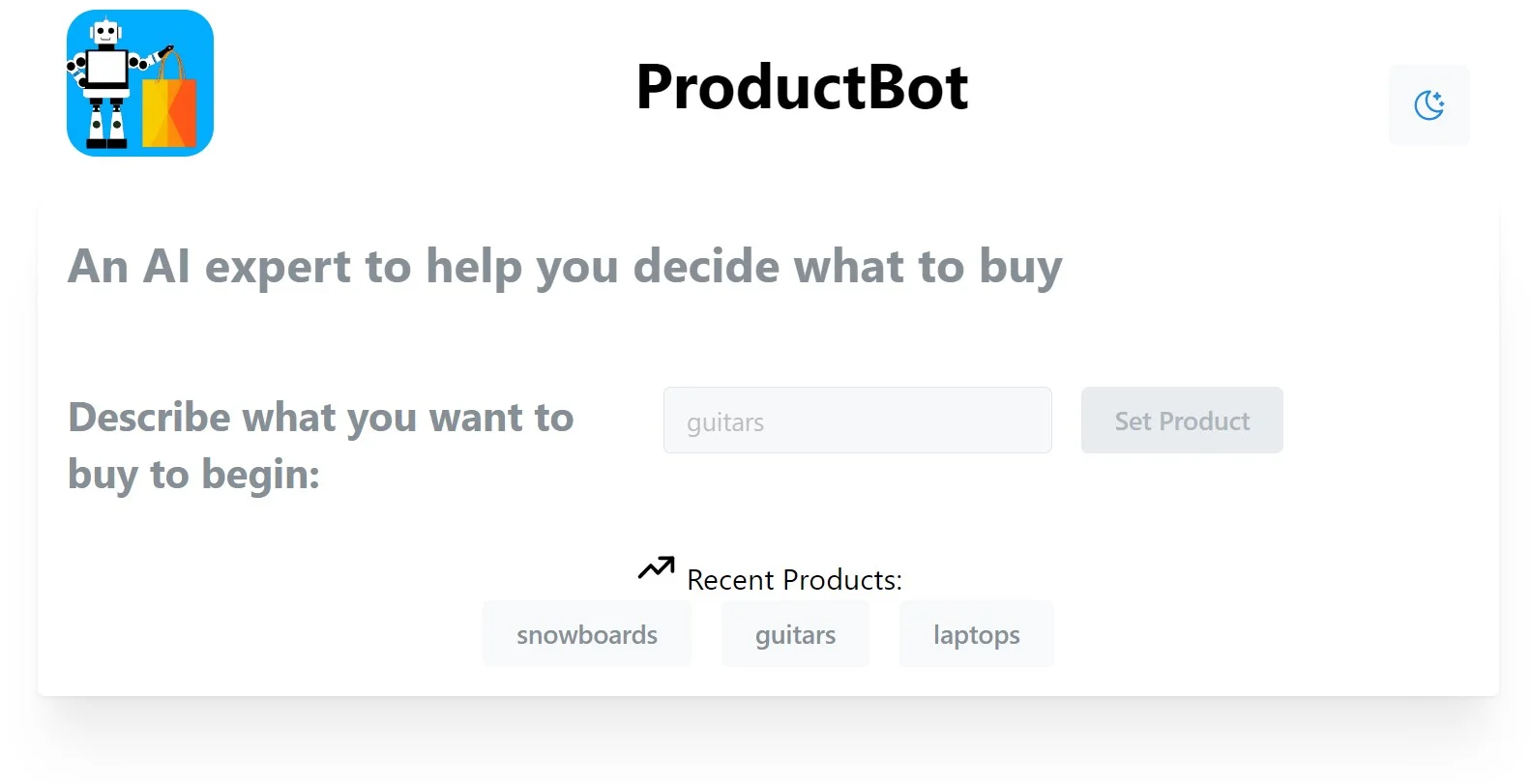 ProductBot screenshot