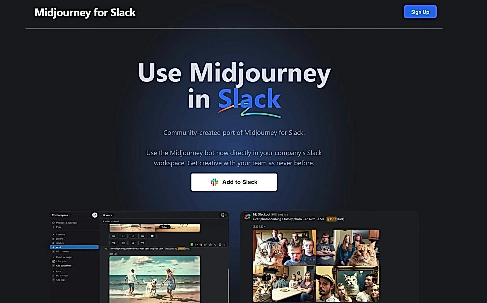 Midjourney for Slack featured