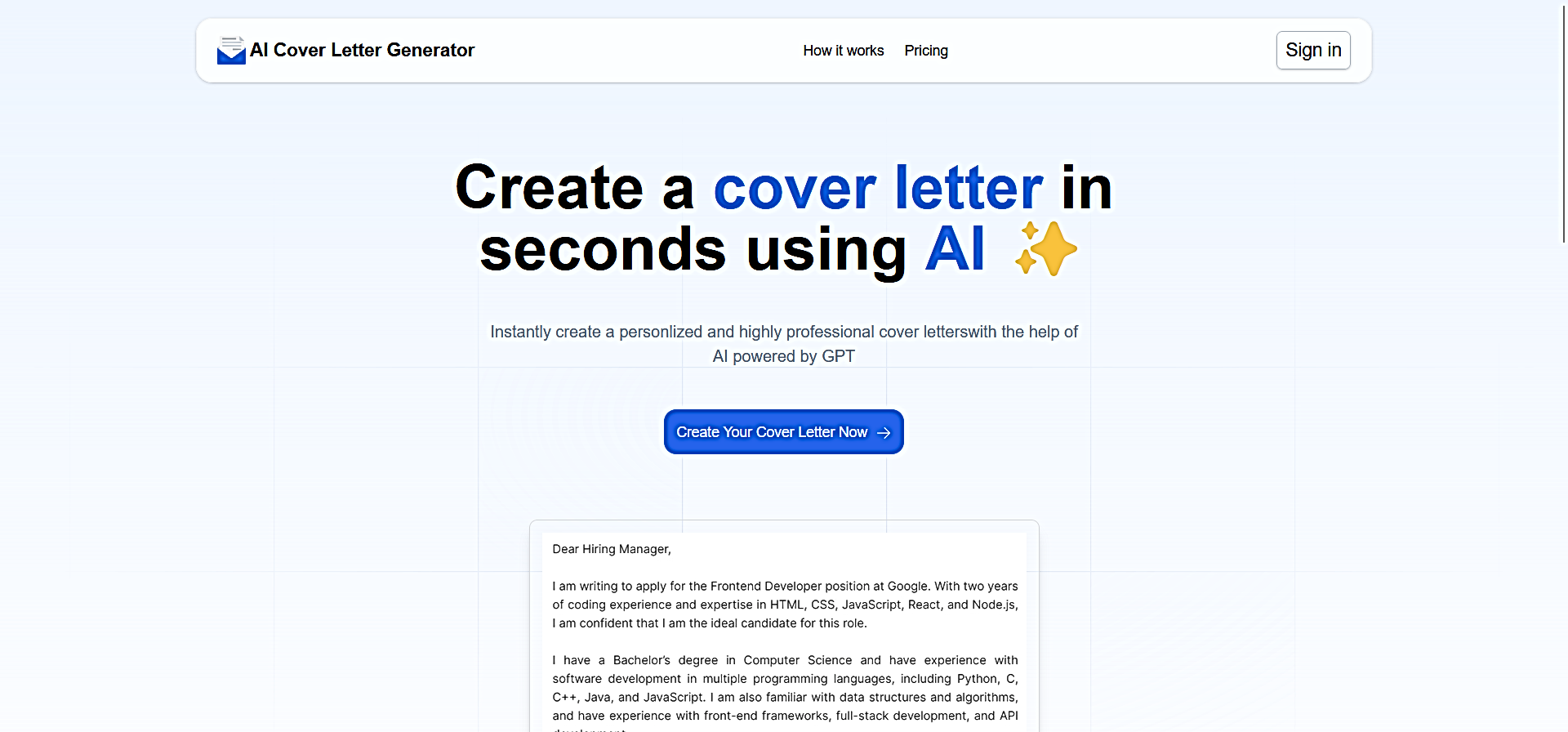 AI Cover Letter Generator featured
