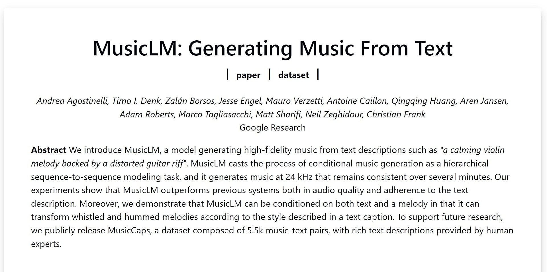 MusicLM featured