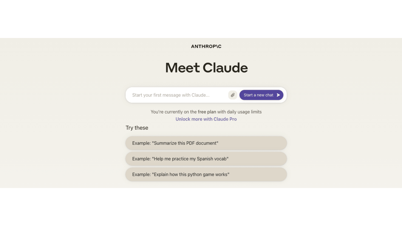 Screenshot of Claude's Interface