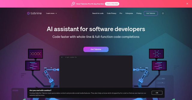 Tabnine是一个AI代码助手，让你成为一个更好的开发人员，软件开发人员的人工智能助手,全行代码和全功能代码完成更快。