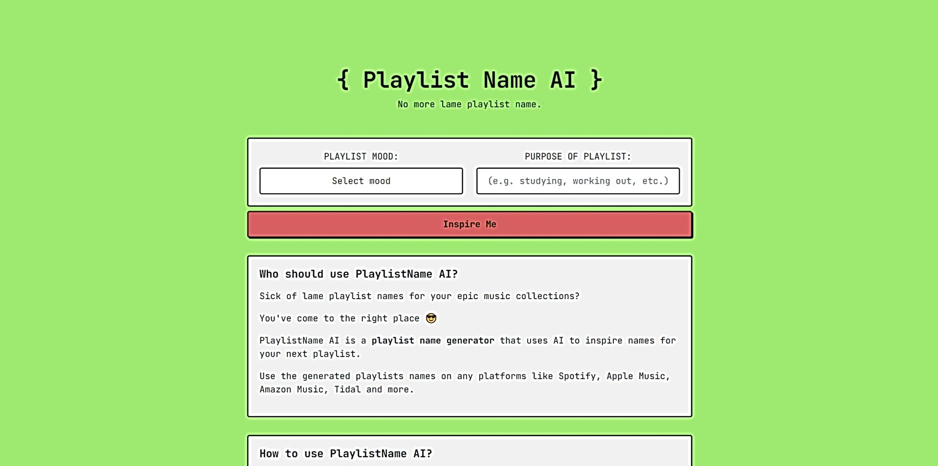 PlaylistName AI featured