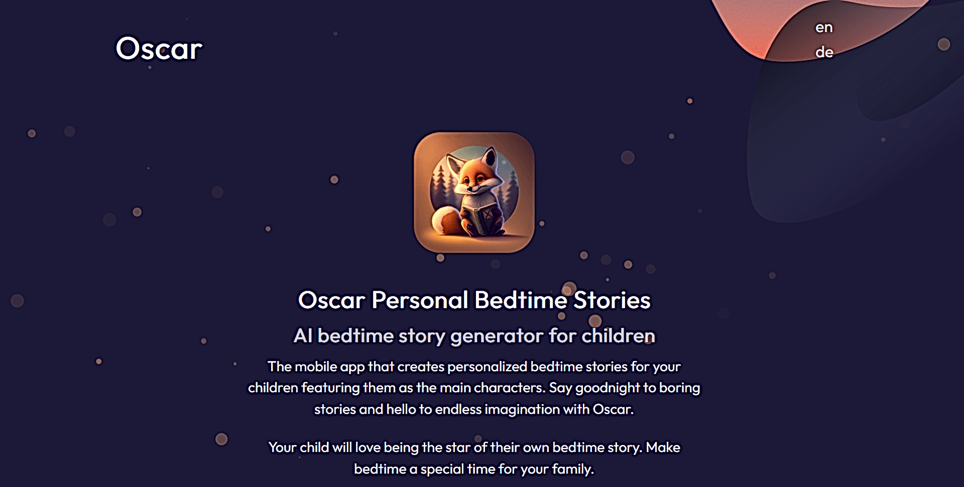 Oscar - bedtime story generator featured